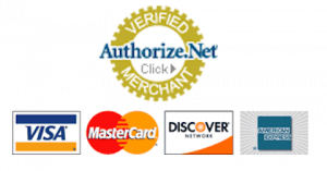 Authorize.net Verified Merchant Badge w/ Credit Cards Beneath