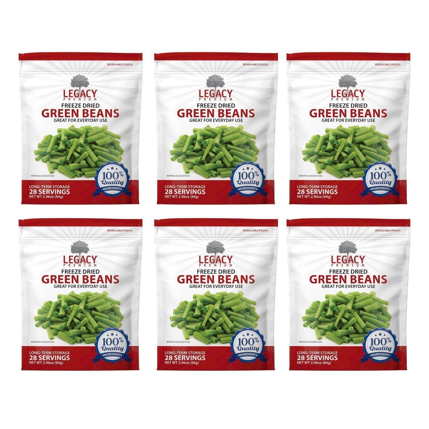 Legacy Premium Freeze Dried Green Beans 6 Pouches