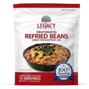 Legacy Premium Dehydrated Refried Beans Pouch Front