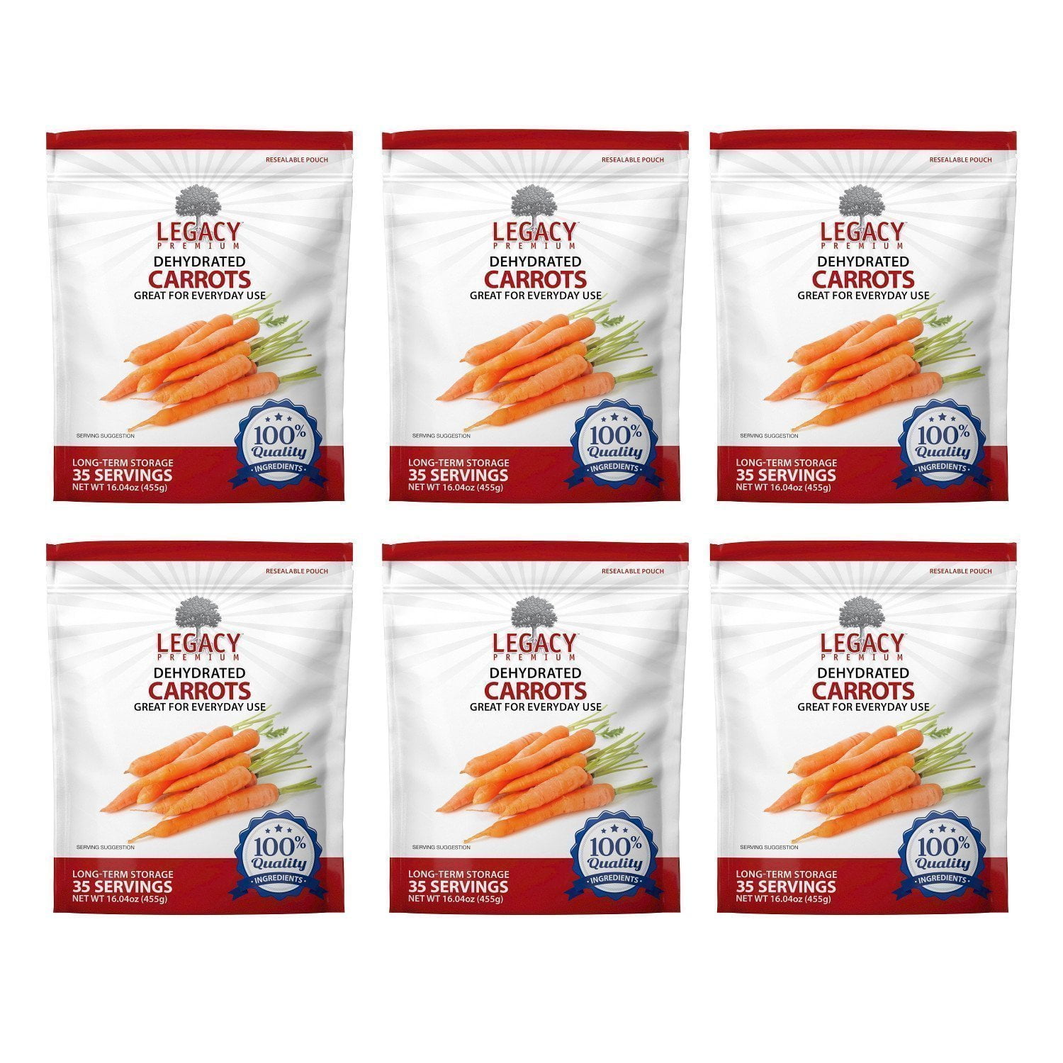 Legacy Premium Dehydrated Carrots 6 Pouches