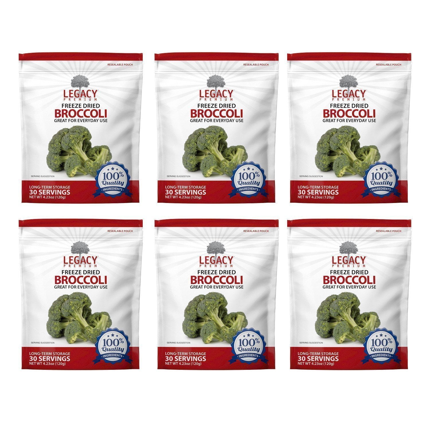 Legacy Premium Freeze Dried Broccoli 6 Pouches