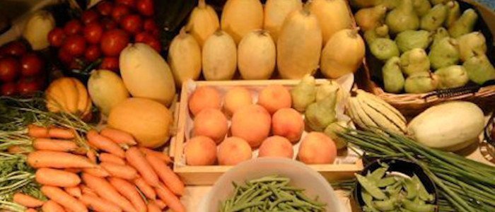 Home Grown Vegetables displayed on table