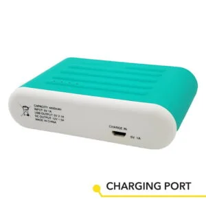 Pocket Jump Power Bank and Car Jump Starter MJ07T 06 Teal charging port