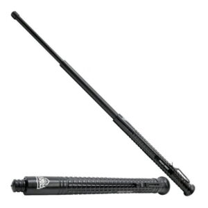 PF EZ Close Tail Press Expandable Steel Baton 21 inch extended and retracted