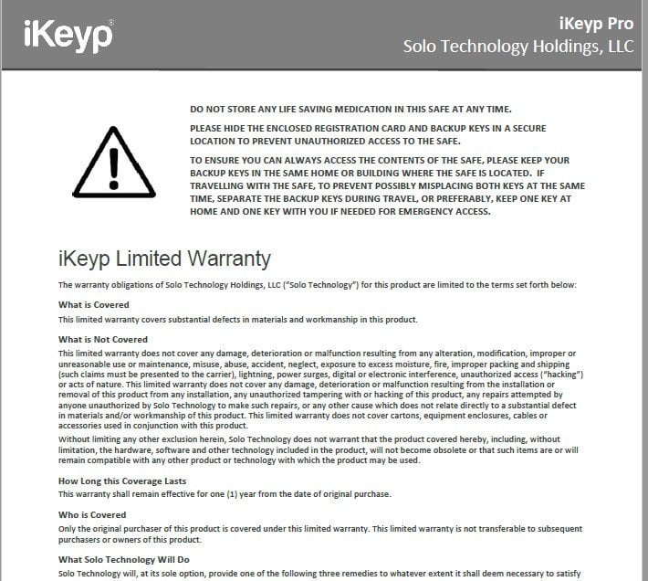 IKEYP Warranty Cover