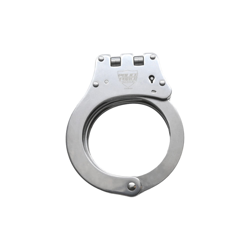 Police Force Hinged Stainless Steel NIJ Handcuffs Closed