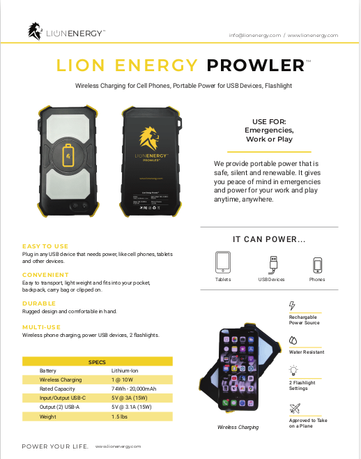 Lion Prowler Info Sheet Cover