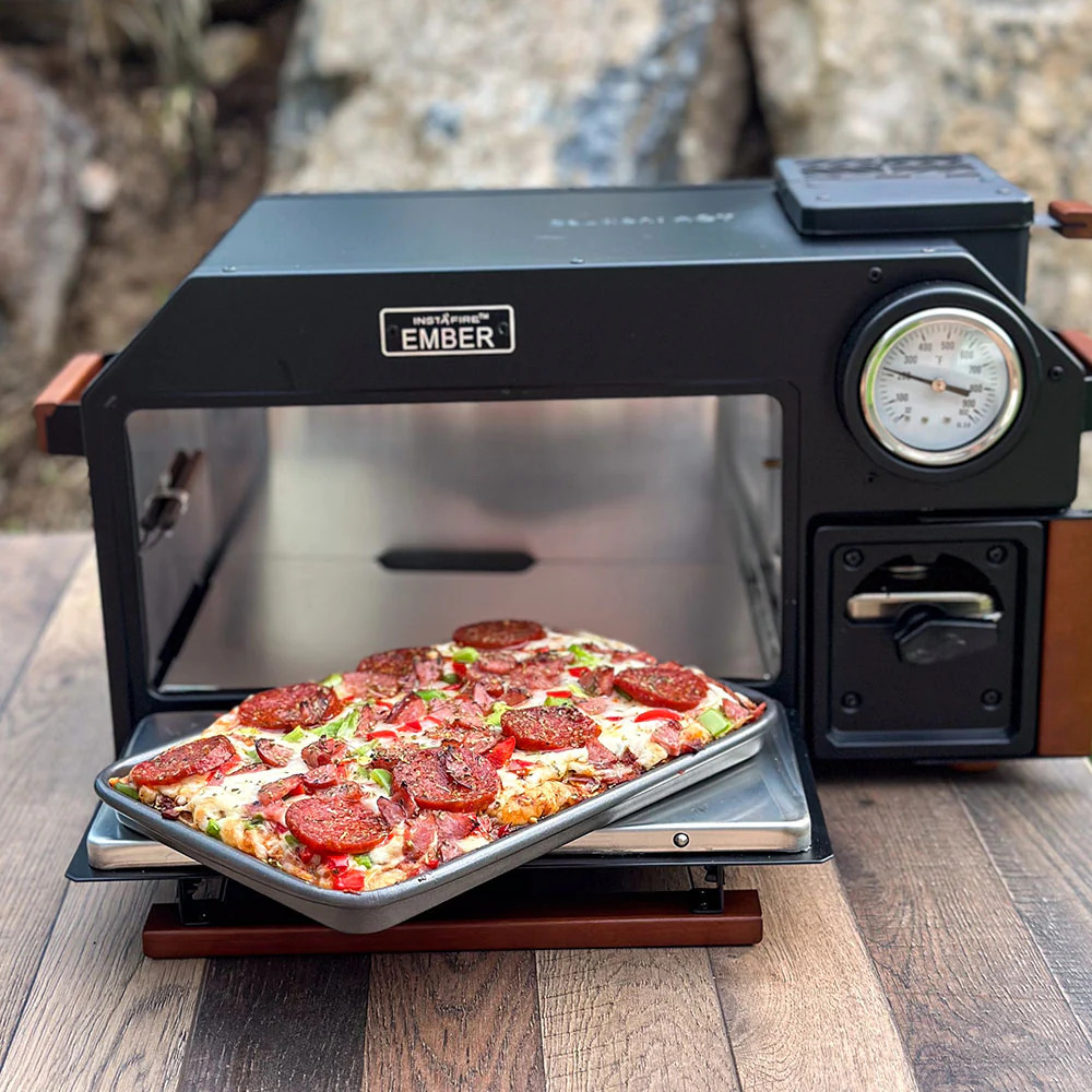 InstaFire Ember Off-Grid Biomass Oven - Cooking Pizza