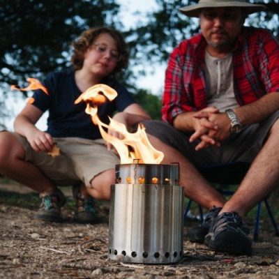 Gramps and grandson with their Solo Stove Campfire