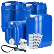 Stackable 5 Gallon Water Storage Tanks 4 Tanks w/ Spigot & Water treatment